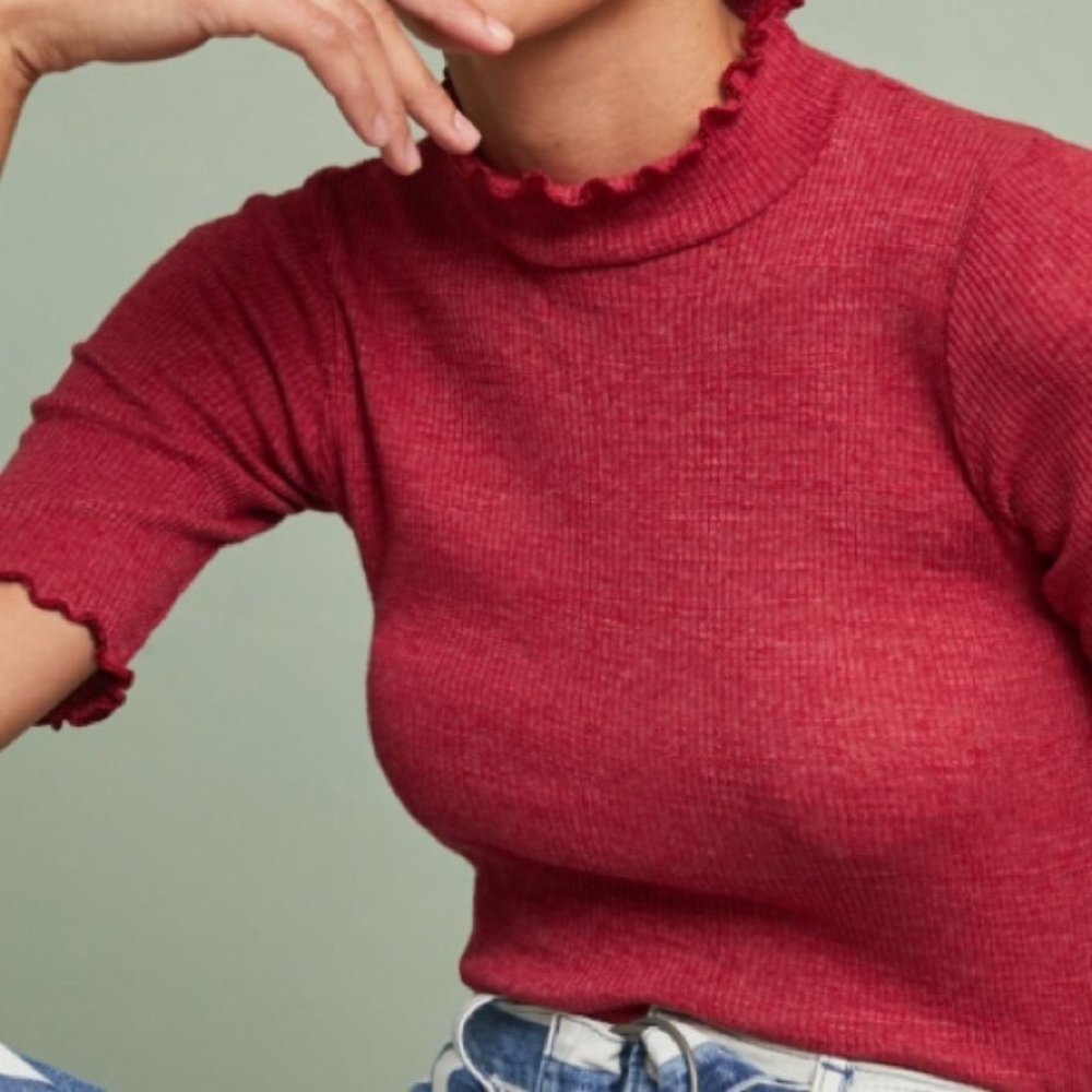 Anthropologie t. la Textured Mock Neck Top NWOT